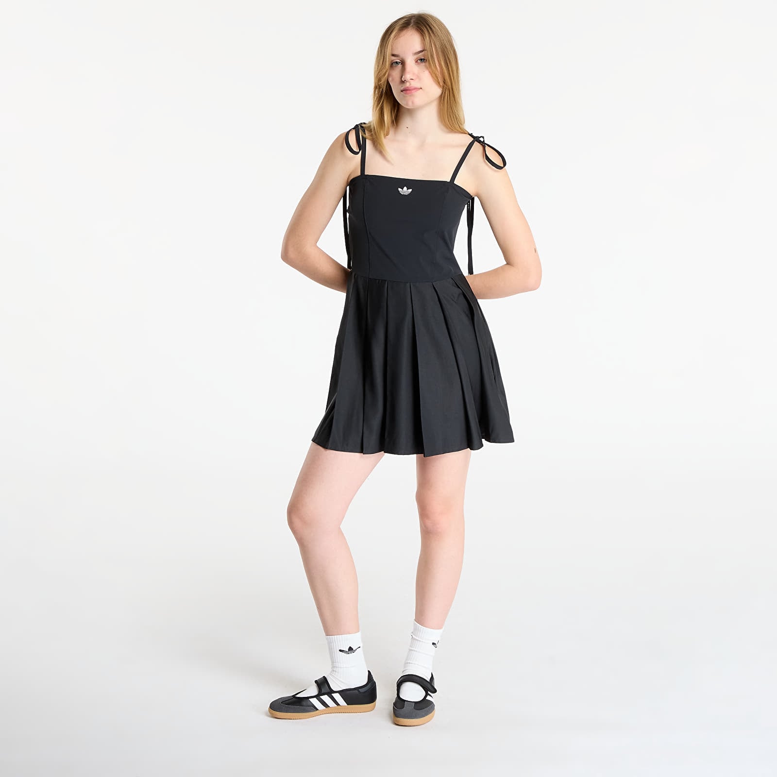 Sieviešu kleitas adidas Ribbon Pleated Mini Dress Black