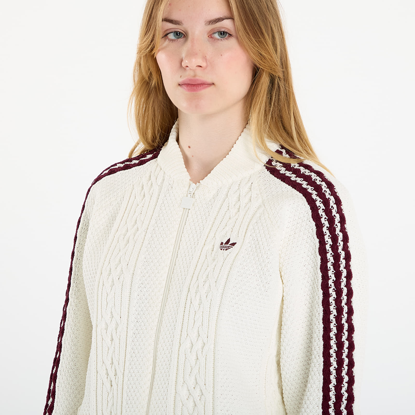 Ženski hoodiji adidas Archive Knit Tt Off White