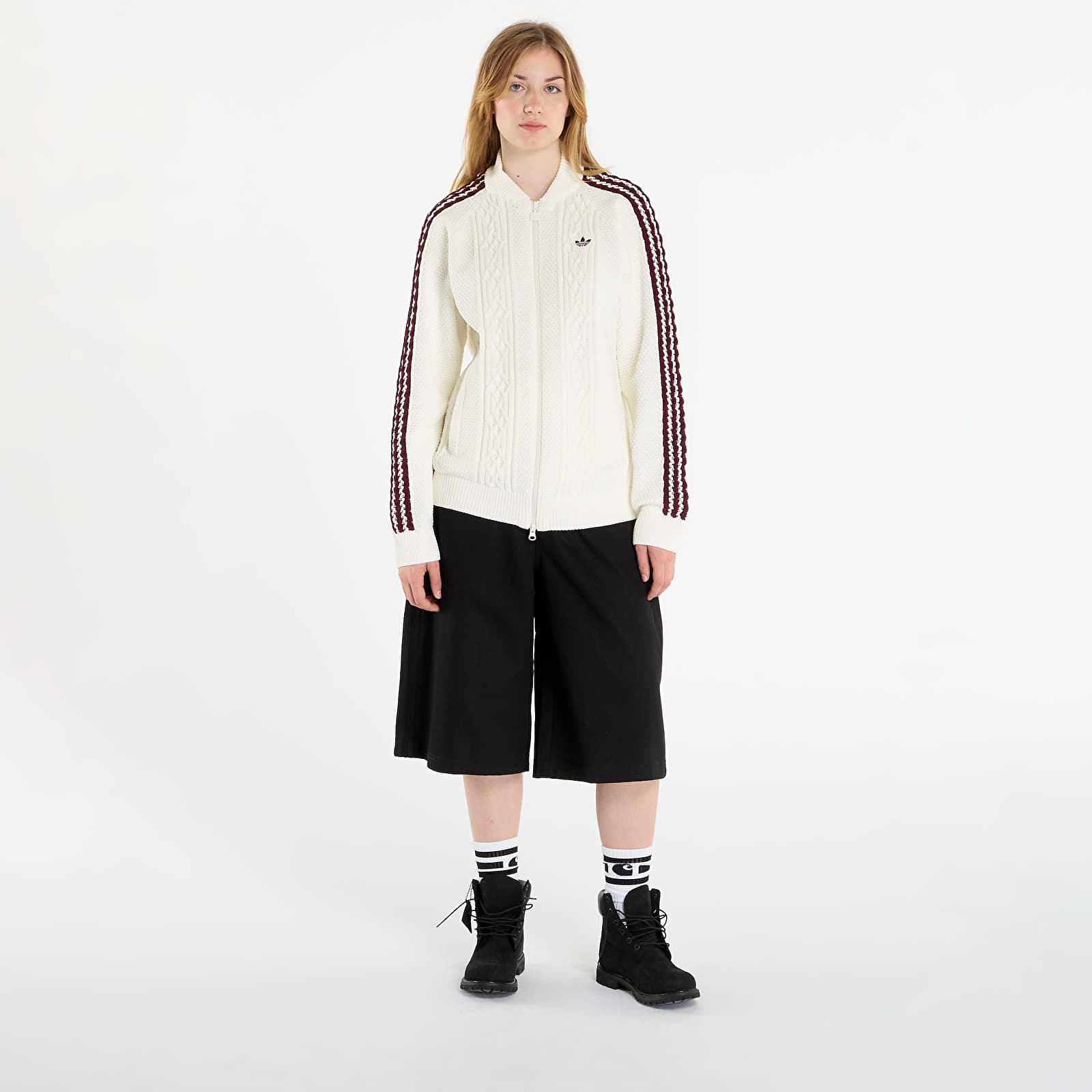 Ženski hoodiji adidas Archive Knit Tt Off White