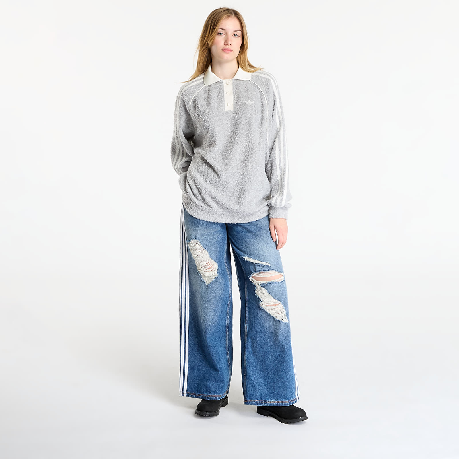 Ženski hoodiji adidas Ovzd Polo Crew Grey Two