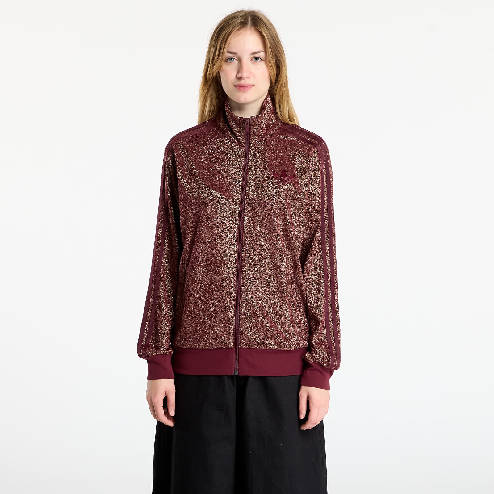 Hanorace pentru femei adidas Lurex Fb Tt Maroon/ Gold Metallic