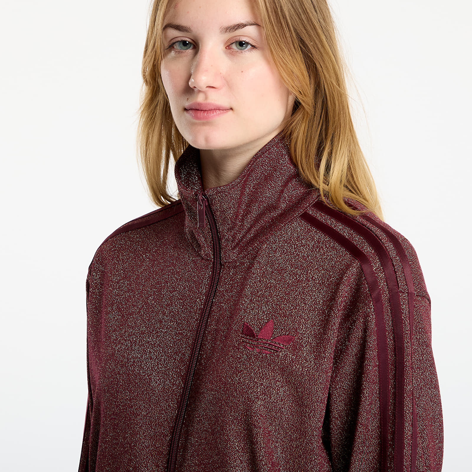 Hanorace pentru femei adidas Lurex Fb Tt Maroon/ Gold Metallic