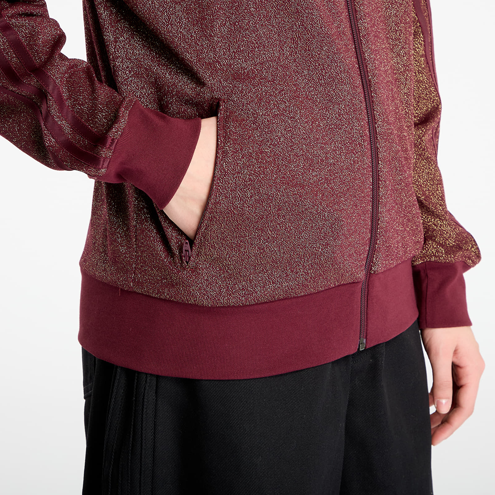 Hanorace pentru femei adidas Lurex Fb Tt Maroon/ Gold Metallic