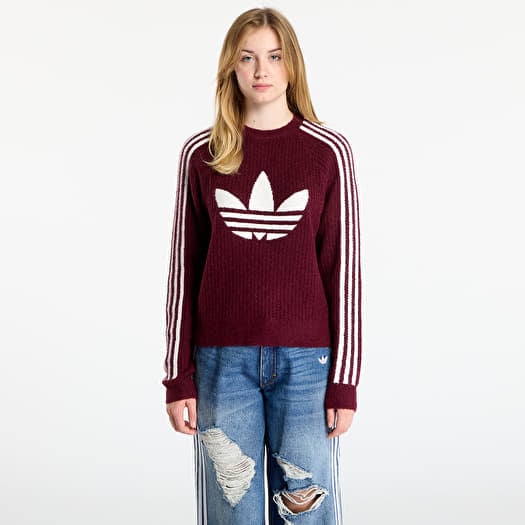 Pulover adidas Lurex Knit Crew Maroon