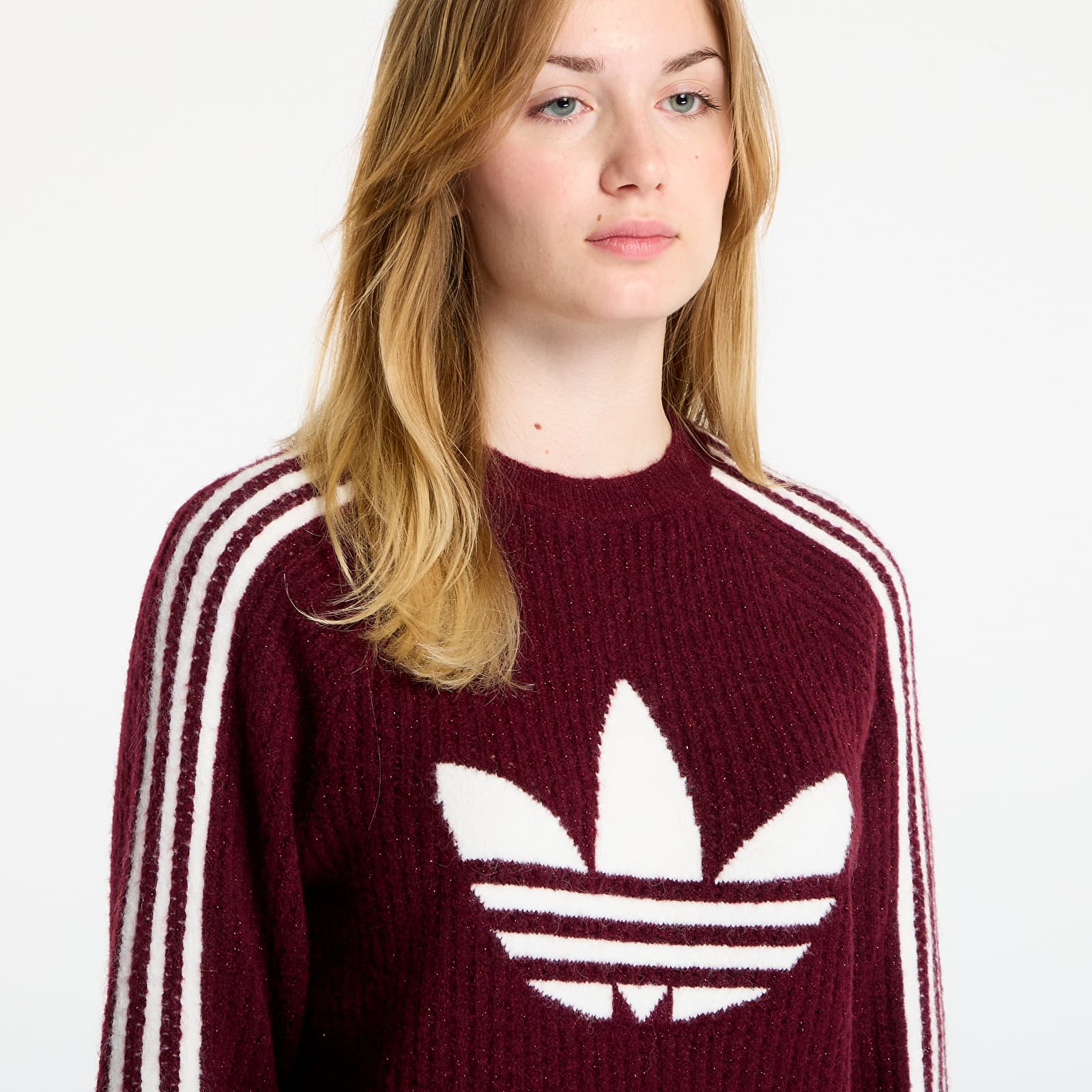 Pleteni puloverji  adidas Lurex Knit Crew Maroon