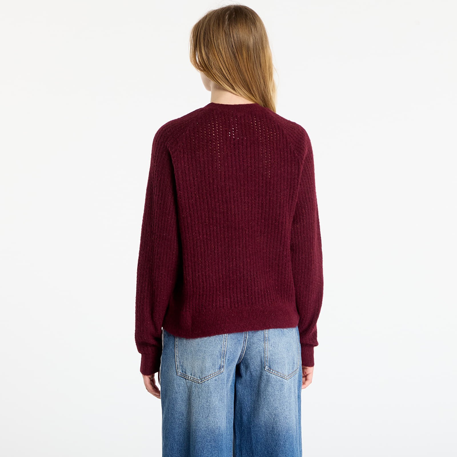 Pleteni puloverji  adidas Lurex Knit Crew Maroon