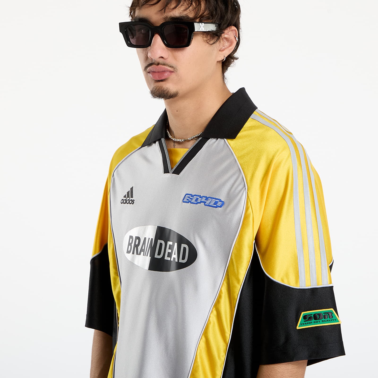 Men's jerseys adidas x Brain Dead Fb Jersey Silver Metallic