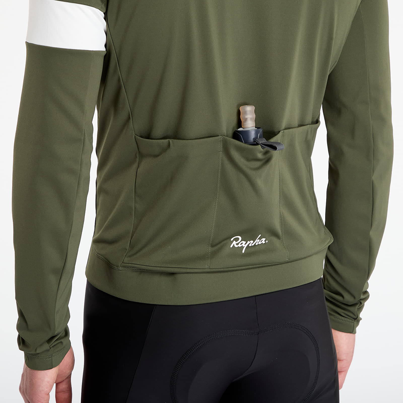 Moški dresi Rapha Men's Core Thermal Long Sleeve Jersey Dark Green/ White