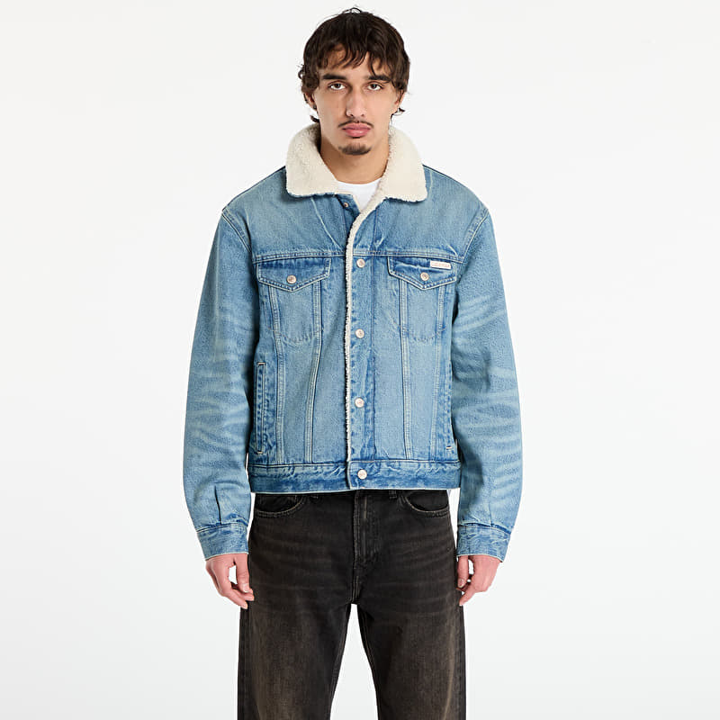 Jaka Calvin Klein Jeans 90S Sherpa Trucker Jacket Blue