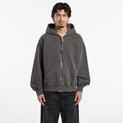 Sweatshirt Carhartt WIP Hooded Benton Sweat Jacket Graphite Garment Dyed
