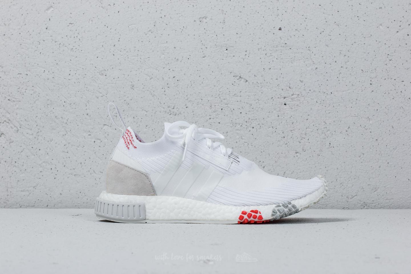 Adidas originals womens nmd racer primeknit trainers footwear white/footwear online white/trace scarlet
