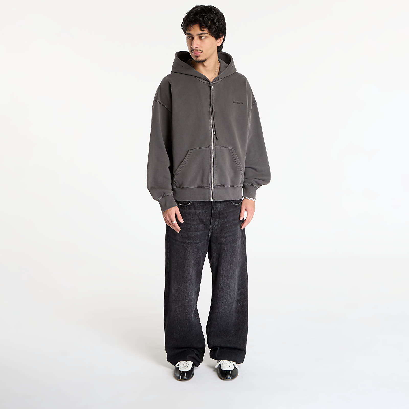 Sweatjacken und Sweatshirts Carhartt WIP Hooded Benton Sweat Jacket Graphite Garment Dyed