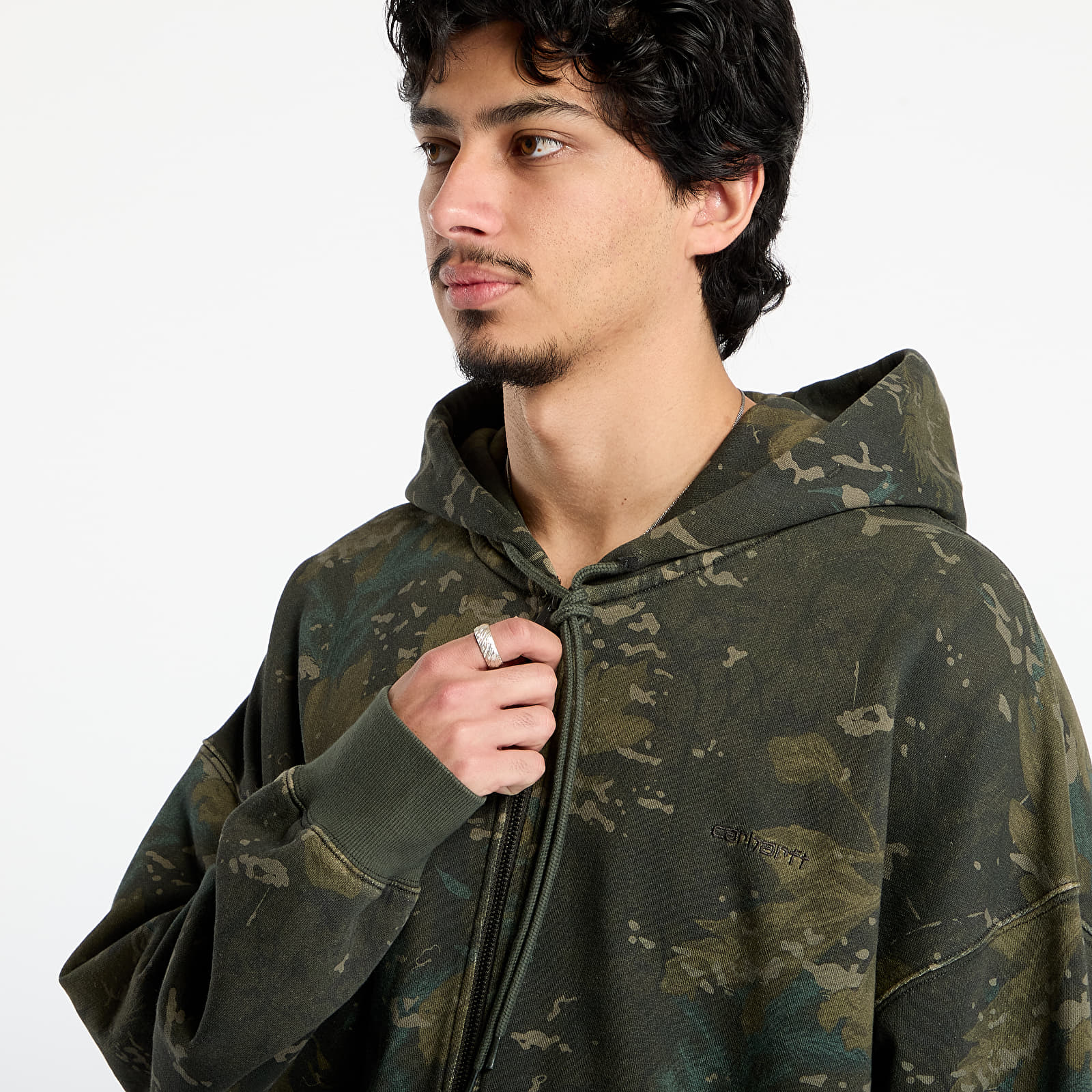 Hoodies and sweatshirts  Carhartt WIP Hooded Benton Sweat Jacket UNISEX Camo Combi/ Green Garment Dyed