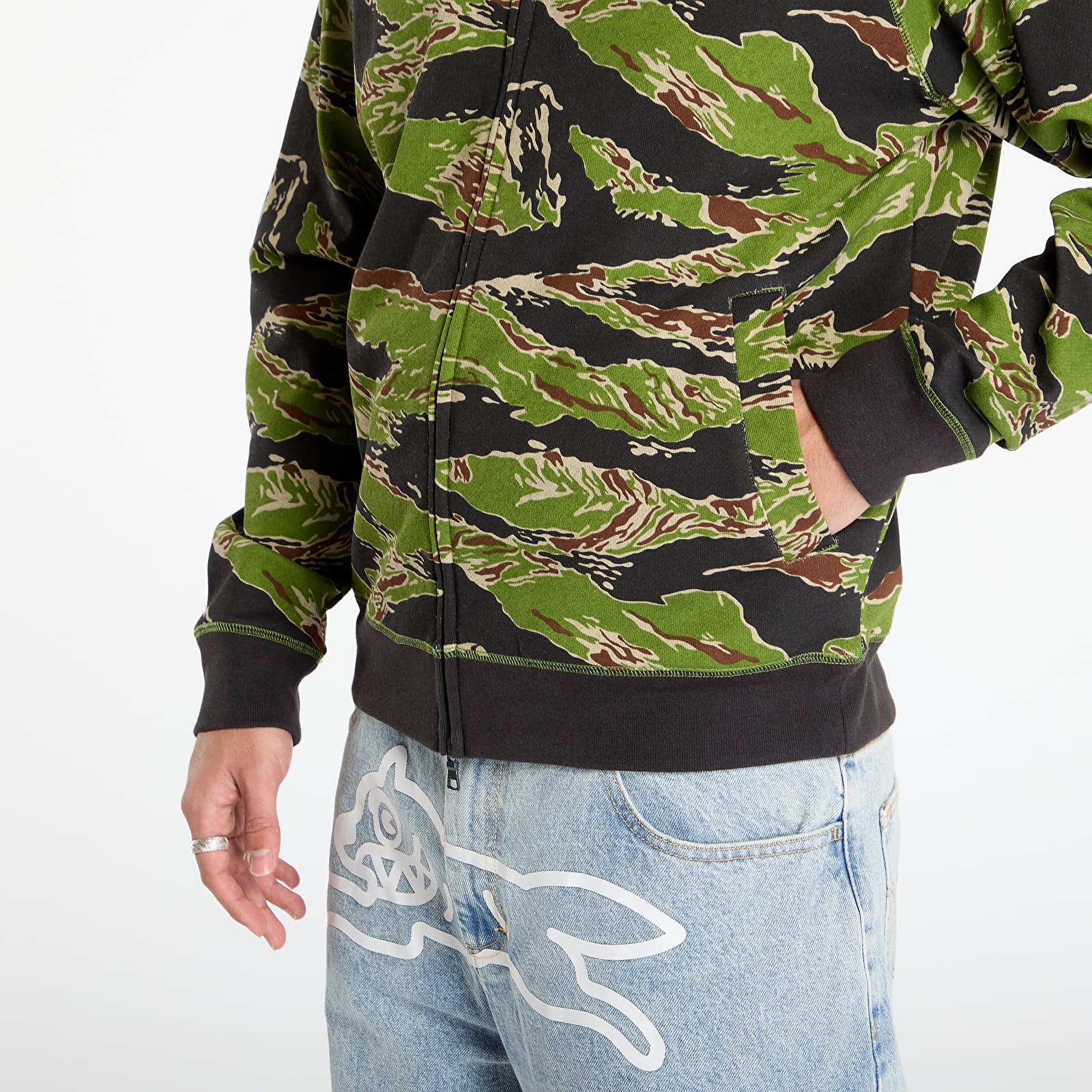 Hanorace pentru bărbați Billionaire Boys Club Icecream Smiley Tiger Stripe Full Zip-Through Hood Camo