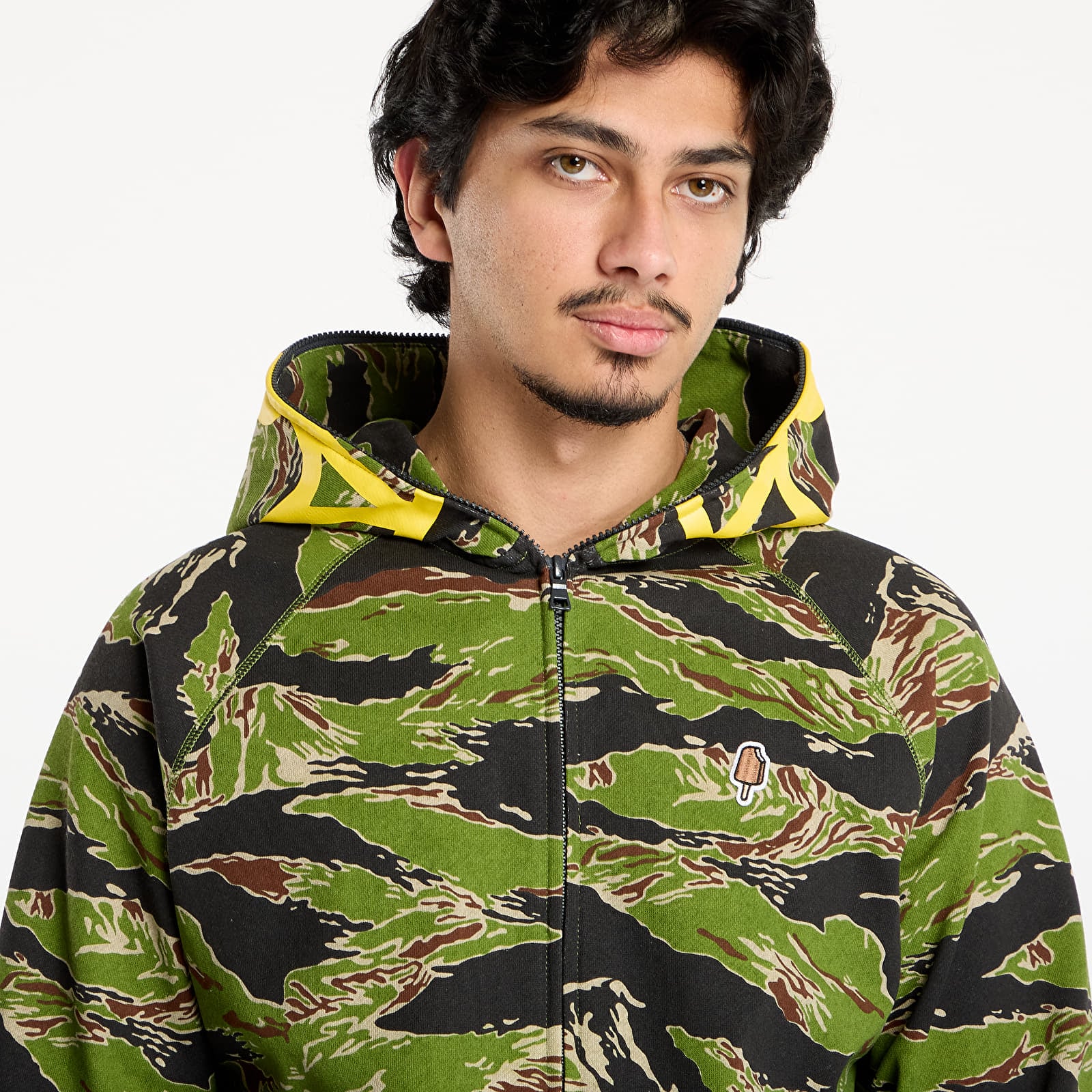Hanorace pentru bărbați Billionaire Boys Club Icecream Smiley Tiger Stripe Full Zip-Through Hood Camo
