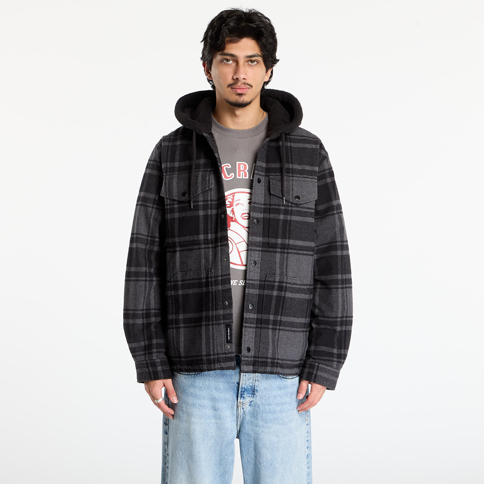 Cămașă Vans Piedmont Hooded Plaid S Black/ Asphalt M