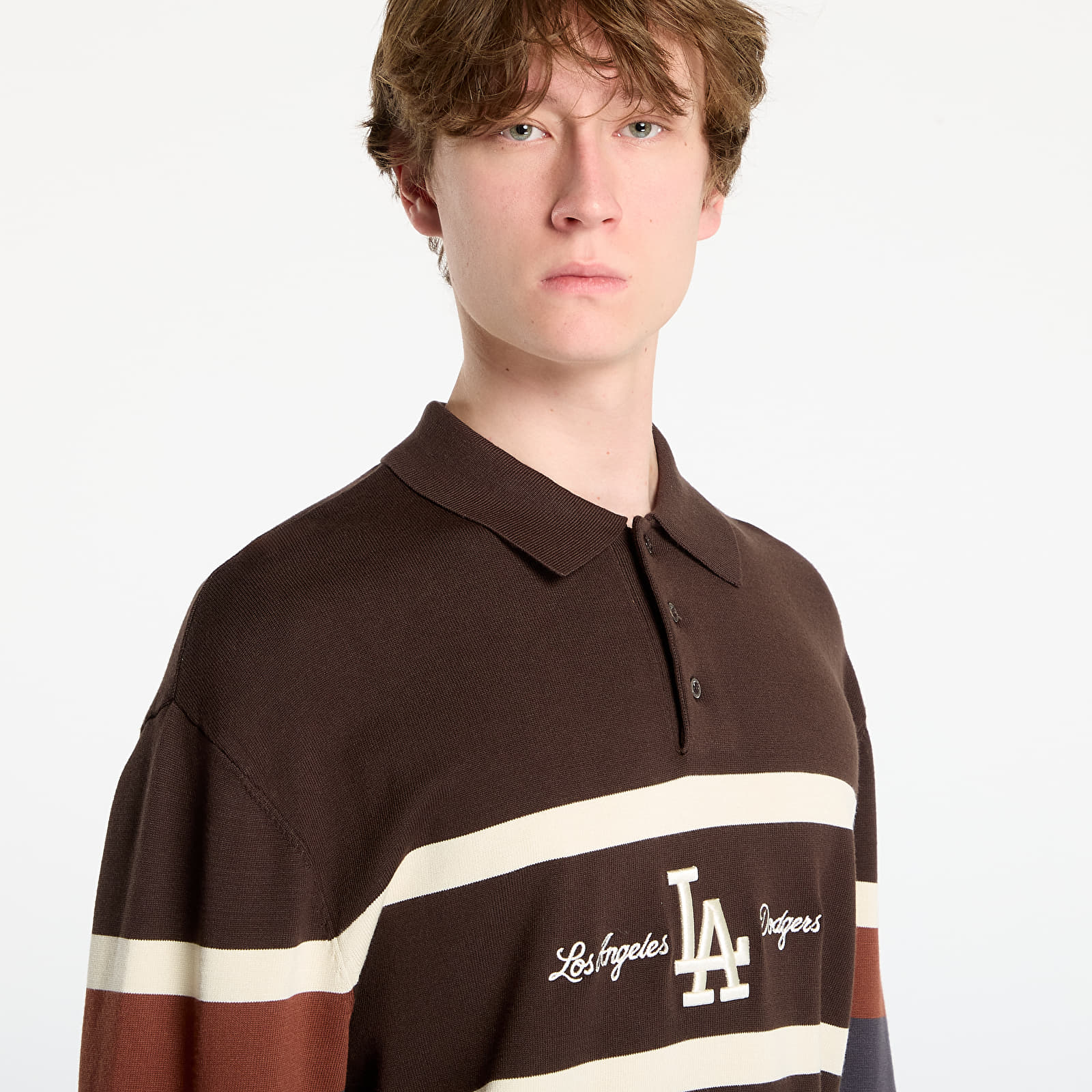 Trøjer til mænd New Era MLB LA Dodgers Knit Rugby Shirt UNISEX Brown