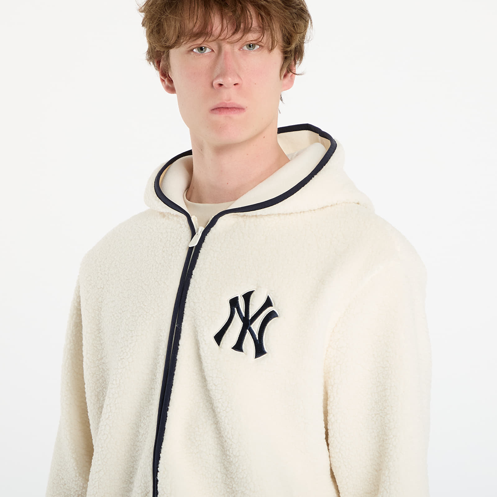 Men's jackets New Era MLB Hooded Sherpa New York Yankees UNISEX Off White