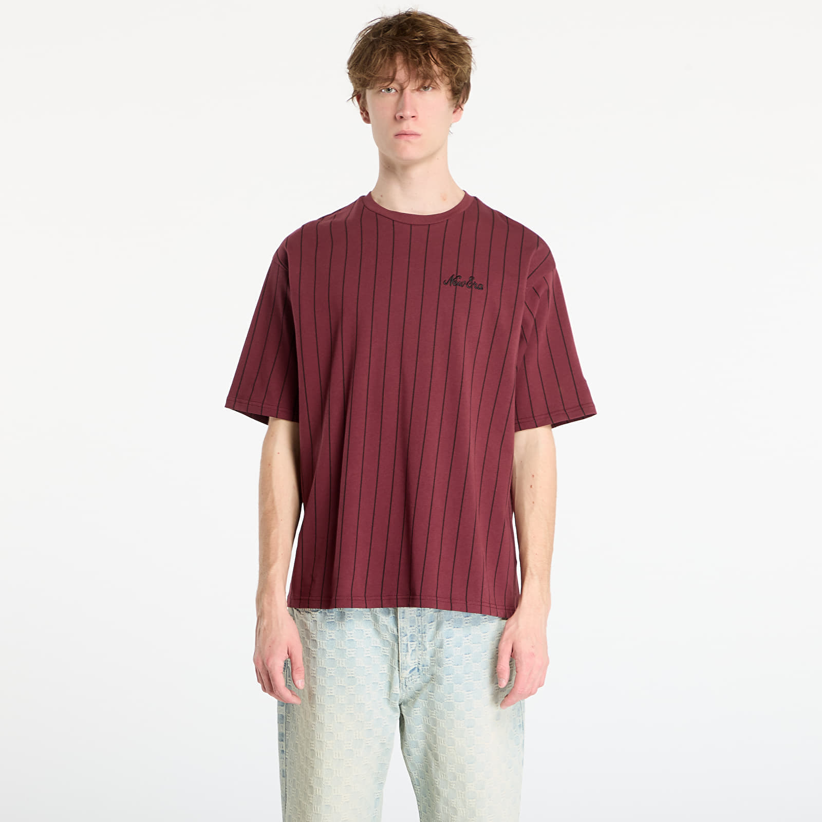 Tricou New Era Pinstripe Os Tee UNISEX Frosted Burgundy XL