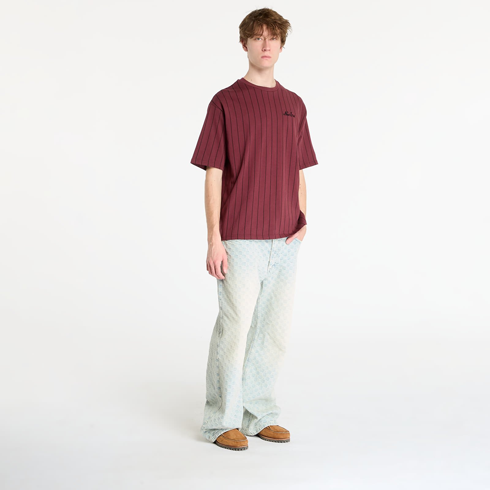 Vīriešu T-krekli New Era Pinstripe Os Tee UNISEX Frosted Burgundy
