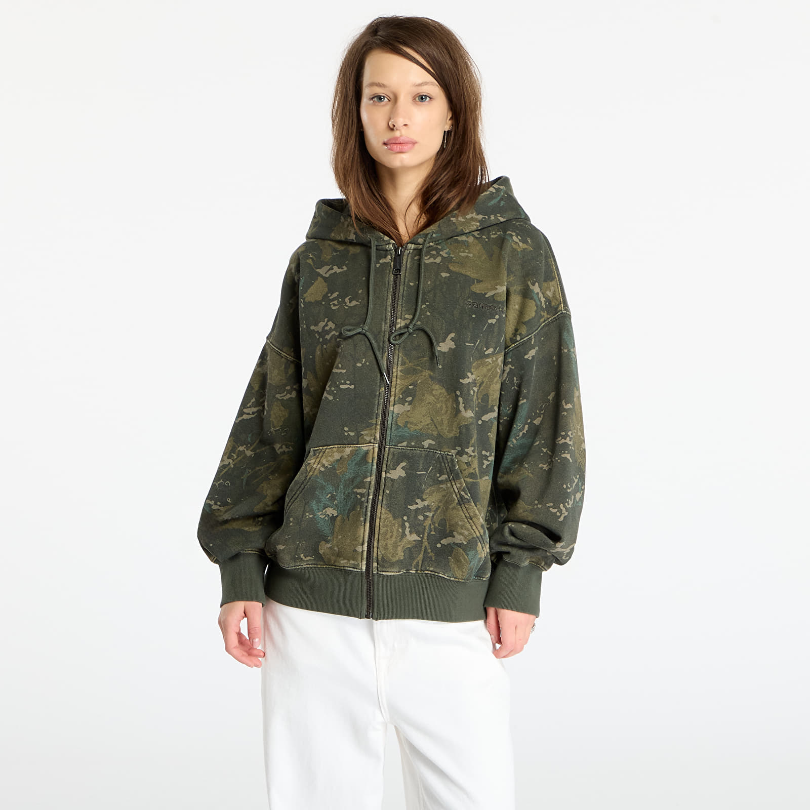 Hoodies and sweatshirts  Carhartt WIP Hooded Benton Sweat Jacket UNISEX Camo Combi/ Green Garment Dyed