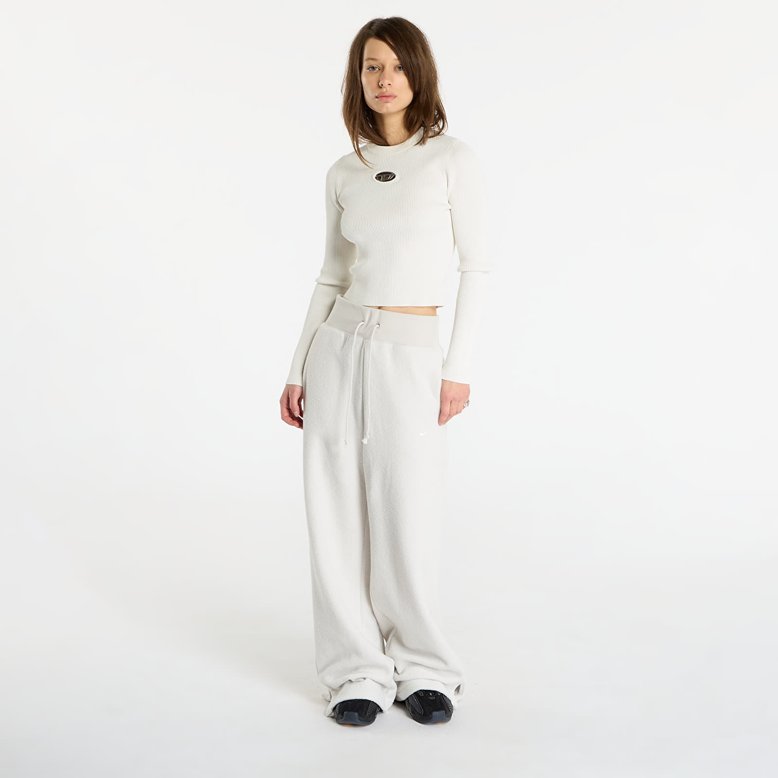 Женские брюки Nike Sportswear Phoenix Plush Women's High-Waisted Wide-Leg Cozy Fleece Pants Light Bone/ Sail