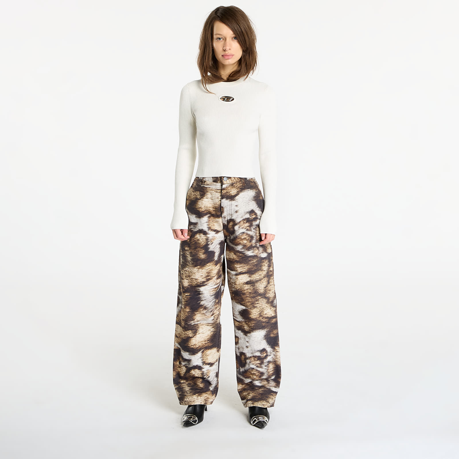 Damebukser Carhartt WIP W' Brandon Single Knee Pant Wild Dog Print Stone Washed