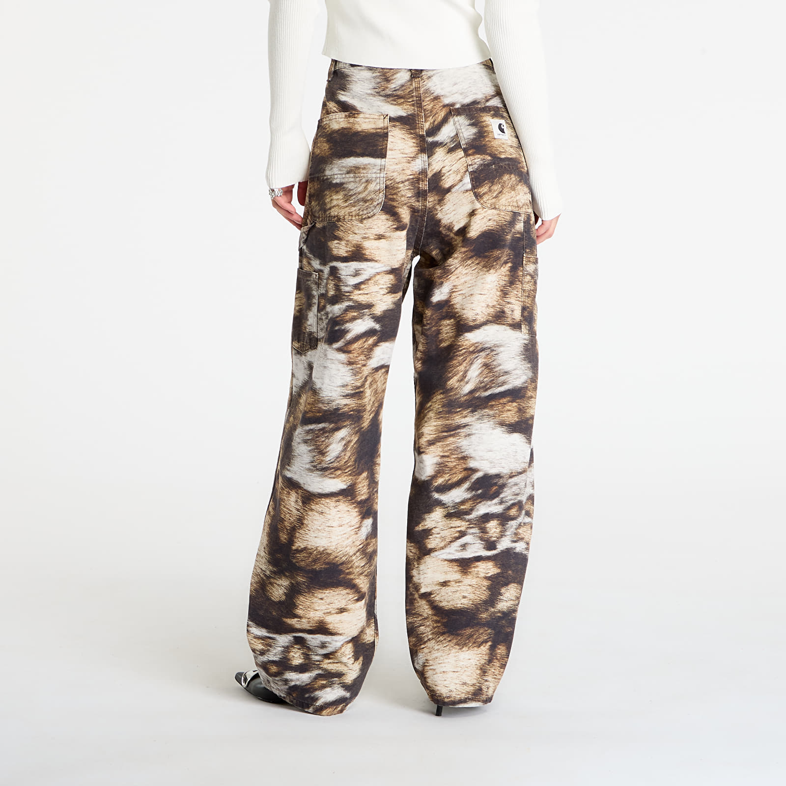 Damebukser Carhartt WIP W' Brandon Single Knee Pant Wild Dog Print Stone Washed