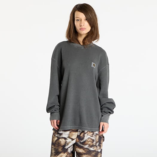 T-shirt Carhartt WIP L/S Vista Waffle T-Shirt UNISEX Black Garment Dyed