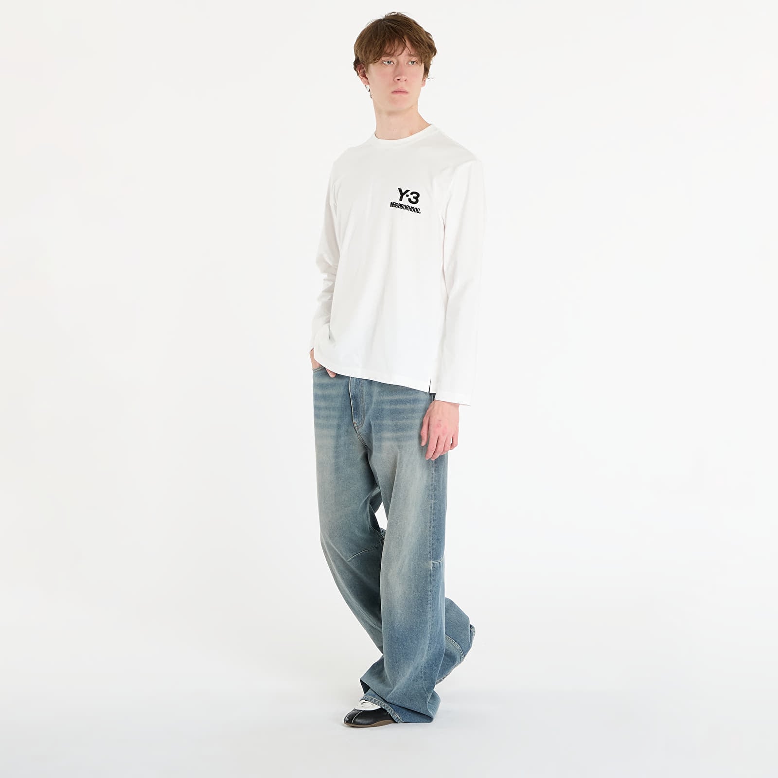 Pánská trička Y-3 x Neighborhood Logo Long Sleeve Tee UNISEX Core White