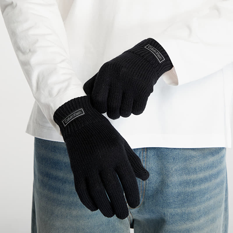 Guantes Calvin Klein Patch Wool Knitted Black