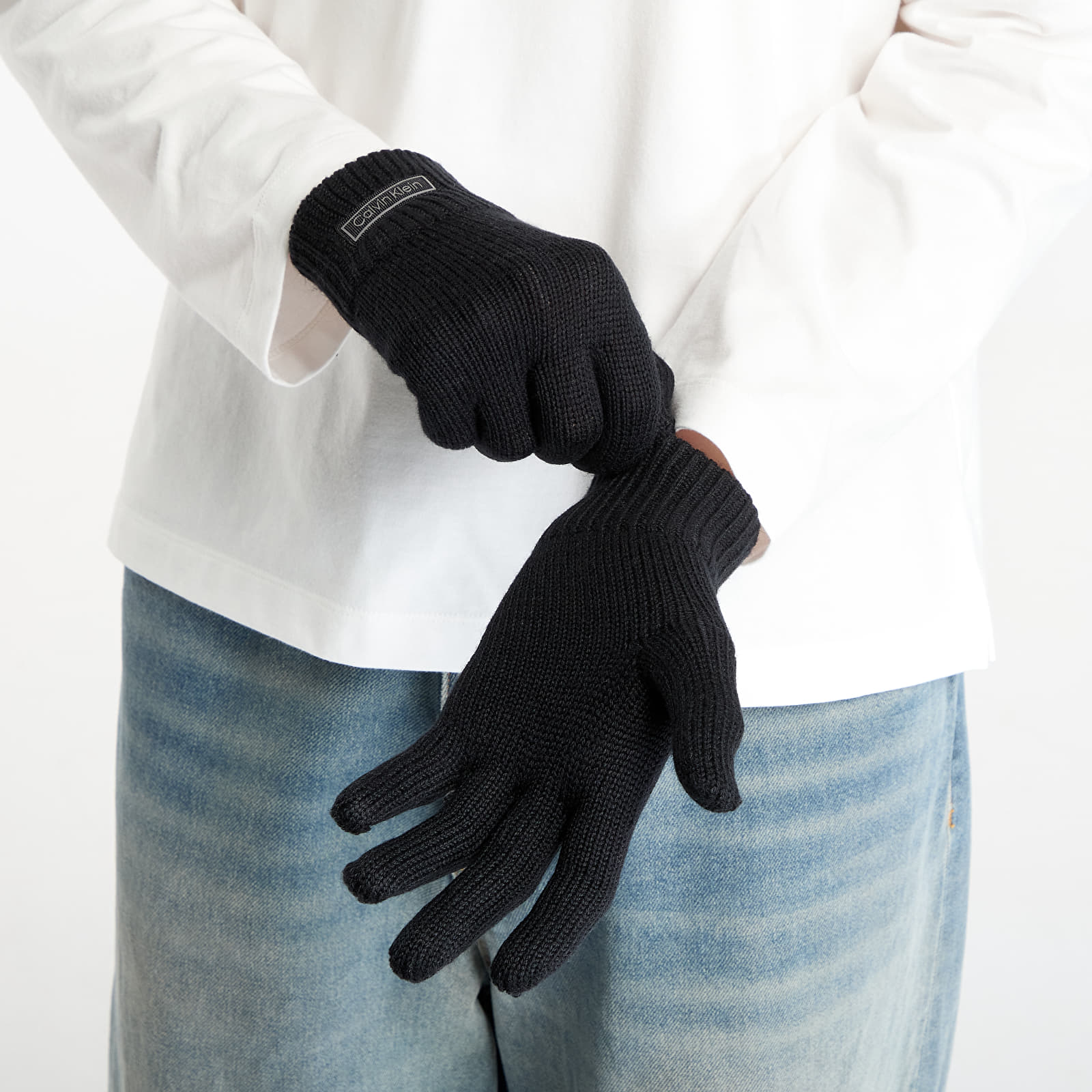 Handschuhe Calvin Klein Patch Wool Knitted Black