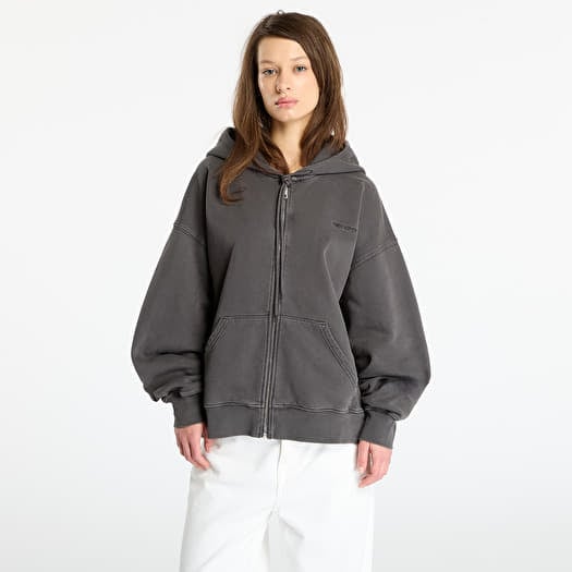 Mikina Carhartt WIP Hooded Benton Sweat Jacket Graphite Garment Dyed