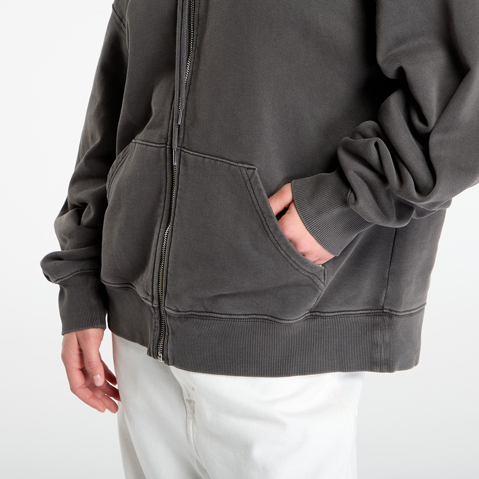 Hanorace Carhartt WIP Hooded Benton Sweat Jacket Graphite Garment Dyed