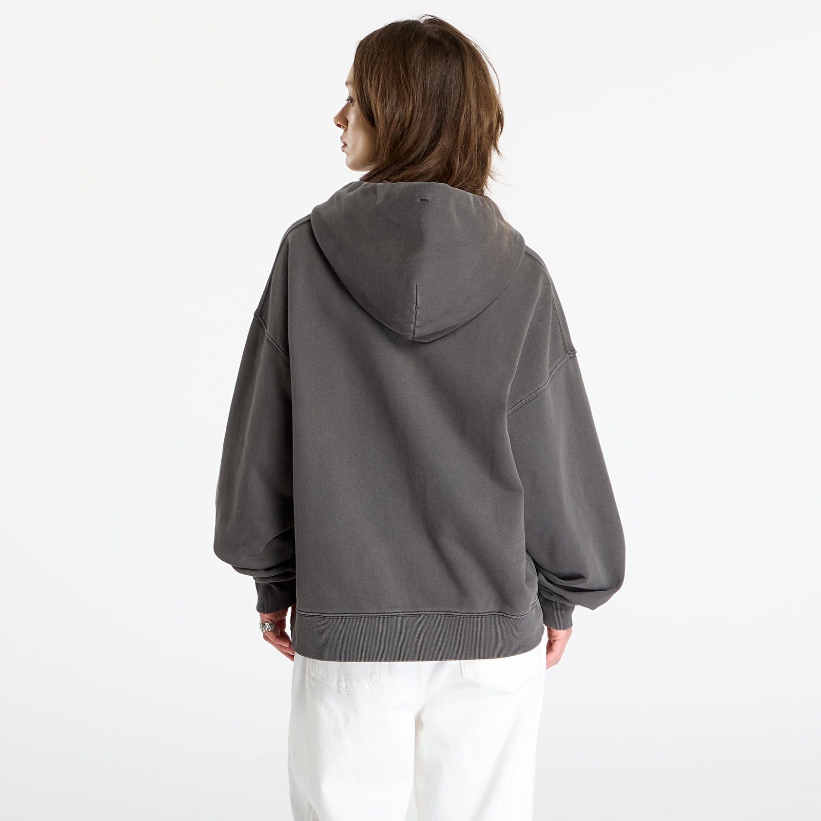 Hanorace Carhartt WIP Hooded Benton Sweat Jacket Graphite Garment Dyed