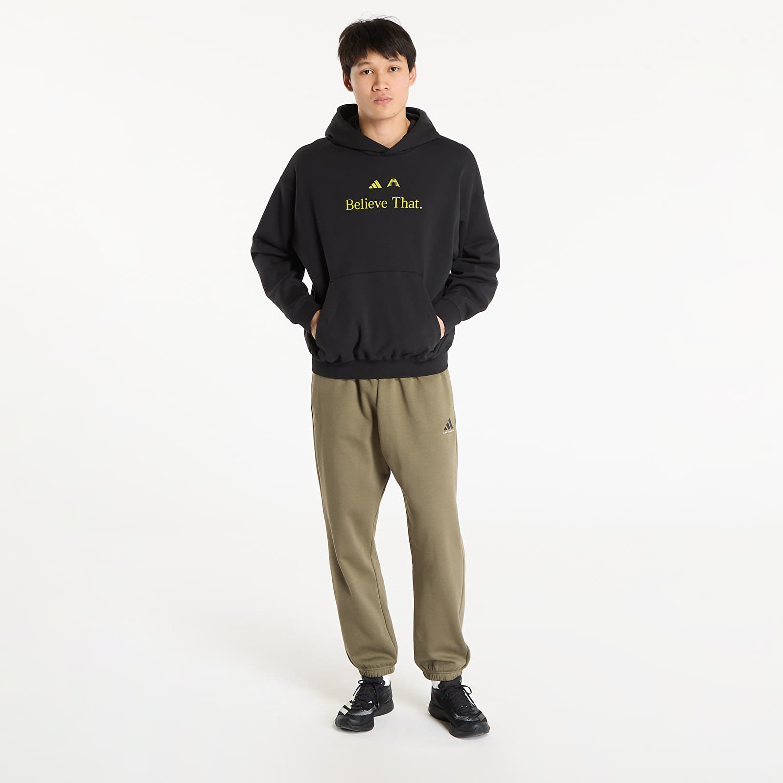 Felpe con cappuccio uomo adidas x Anthony Edwards Hoody Black/ Preloved Lime