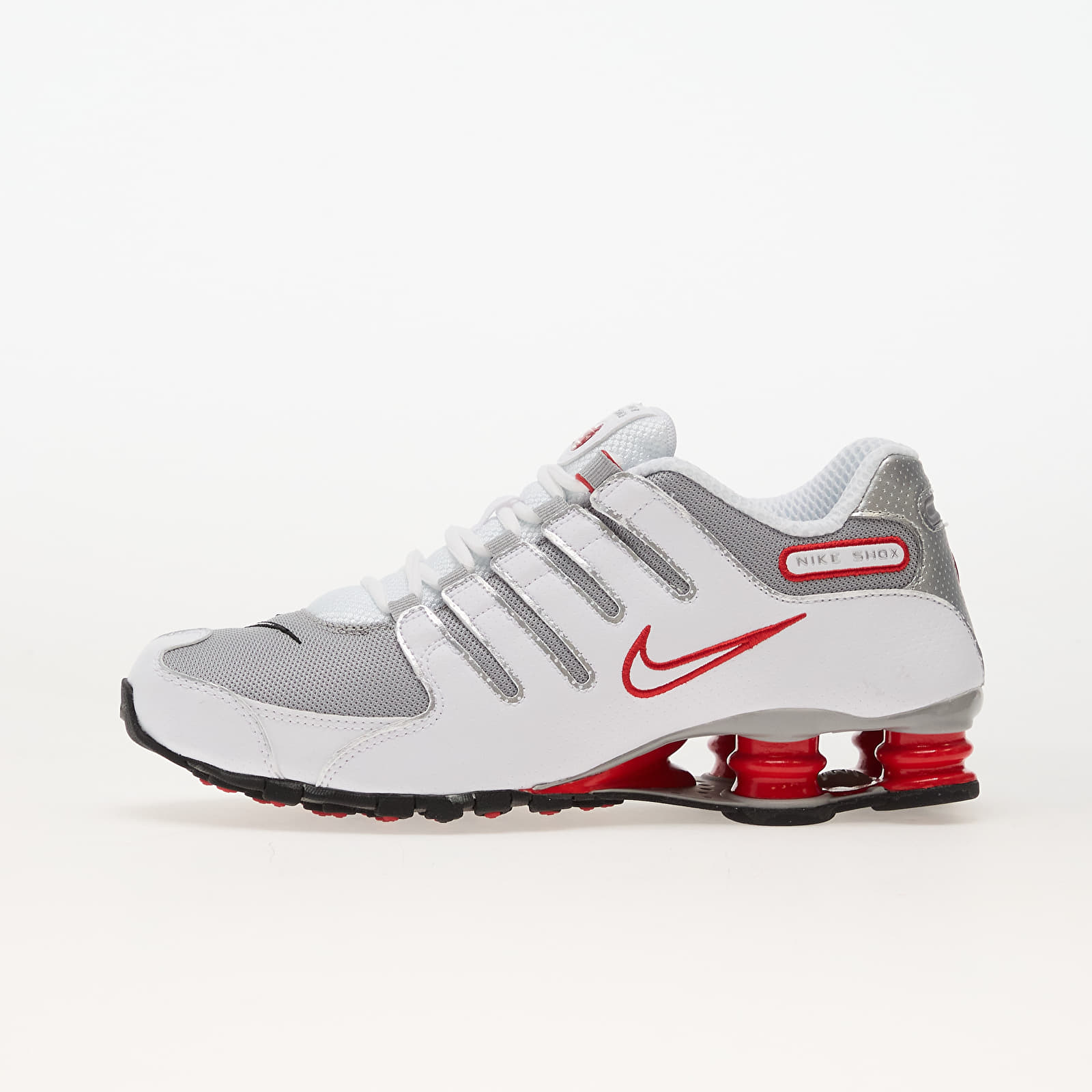 Herren Sneaker und Schuhe Nike Shox Nz White/ Metallic Silver-Sport Red