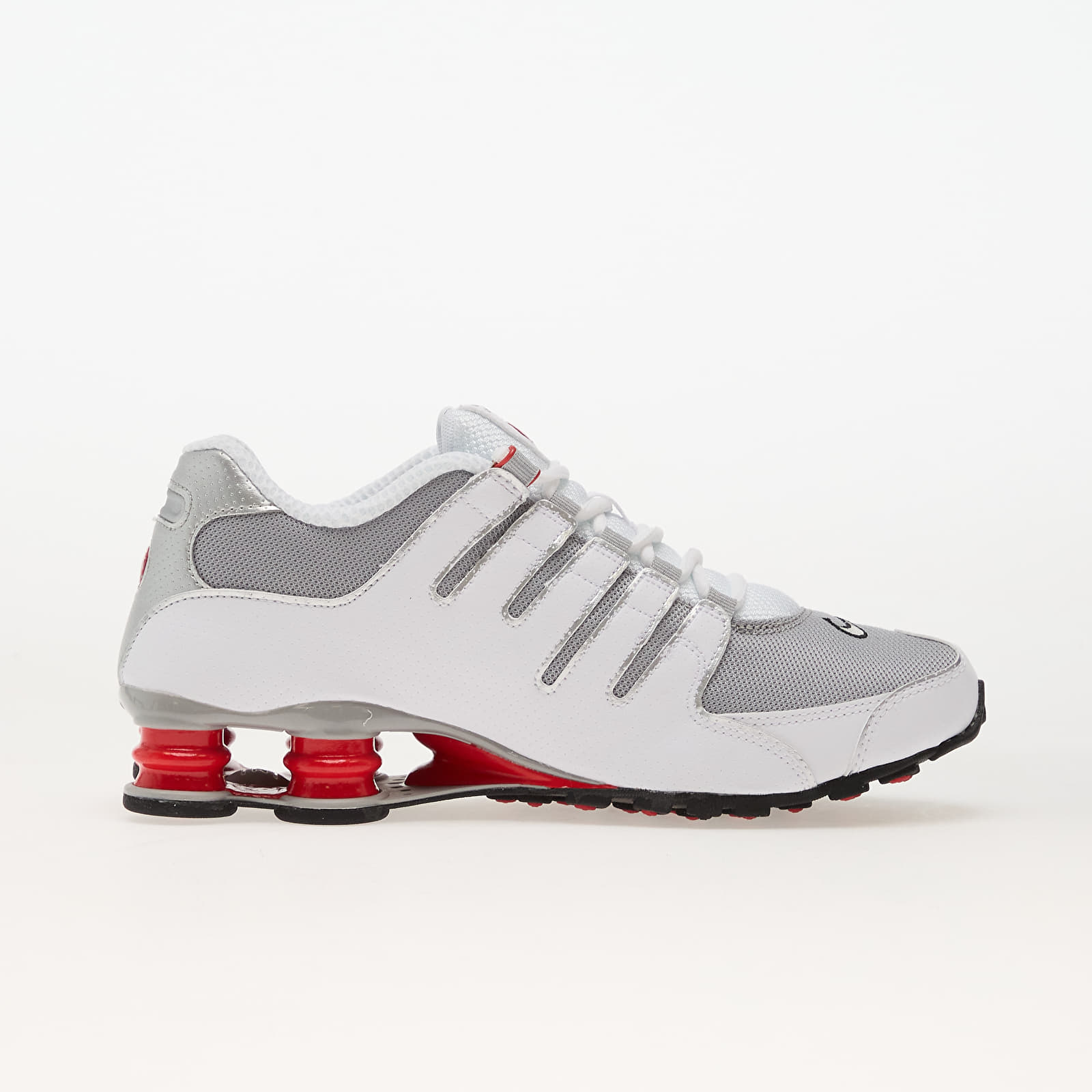 Herren Sneaker und Schuhe Nike Shox Nz White/ Metallic Silver-Sport Red
