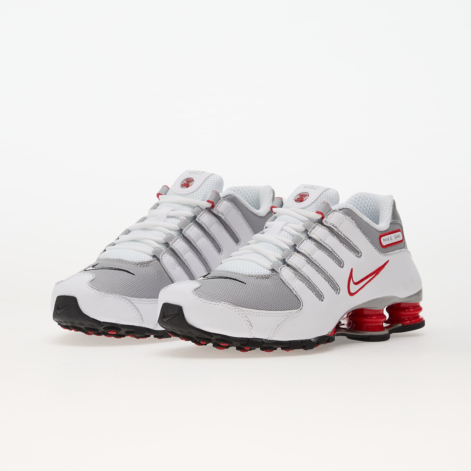 Herren Sneaker und Schuhe Nike Shox Nz White/ Metallic Silver-Sport Red