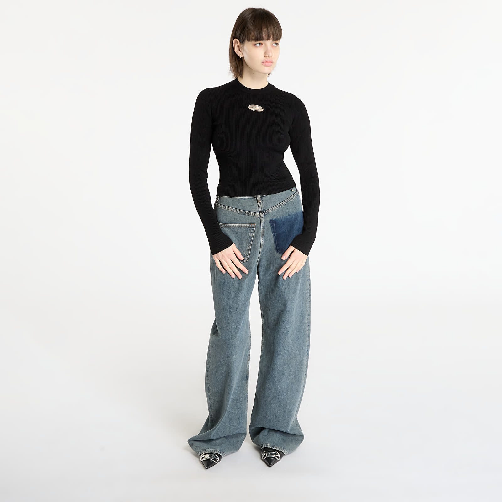 Mikiny DIESEL M-Valari Knitwear Black