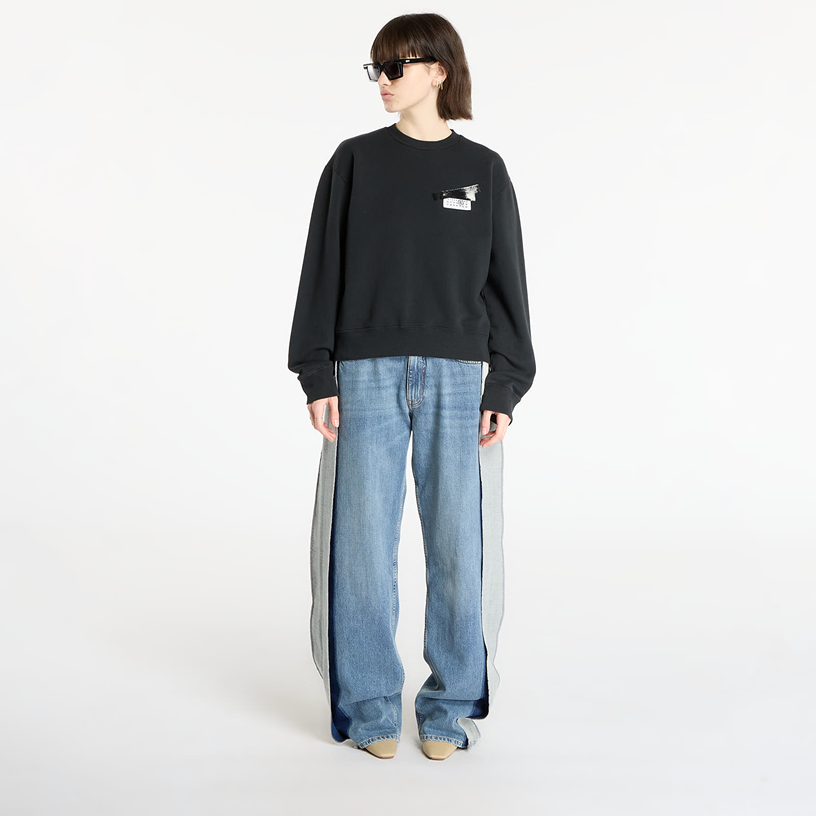 Hoodies für Frauen MM6 Rtw Show Sweatshirt Washed Black