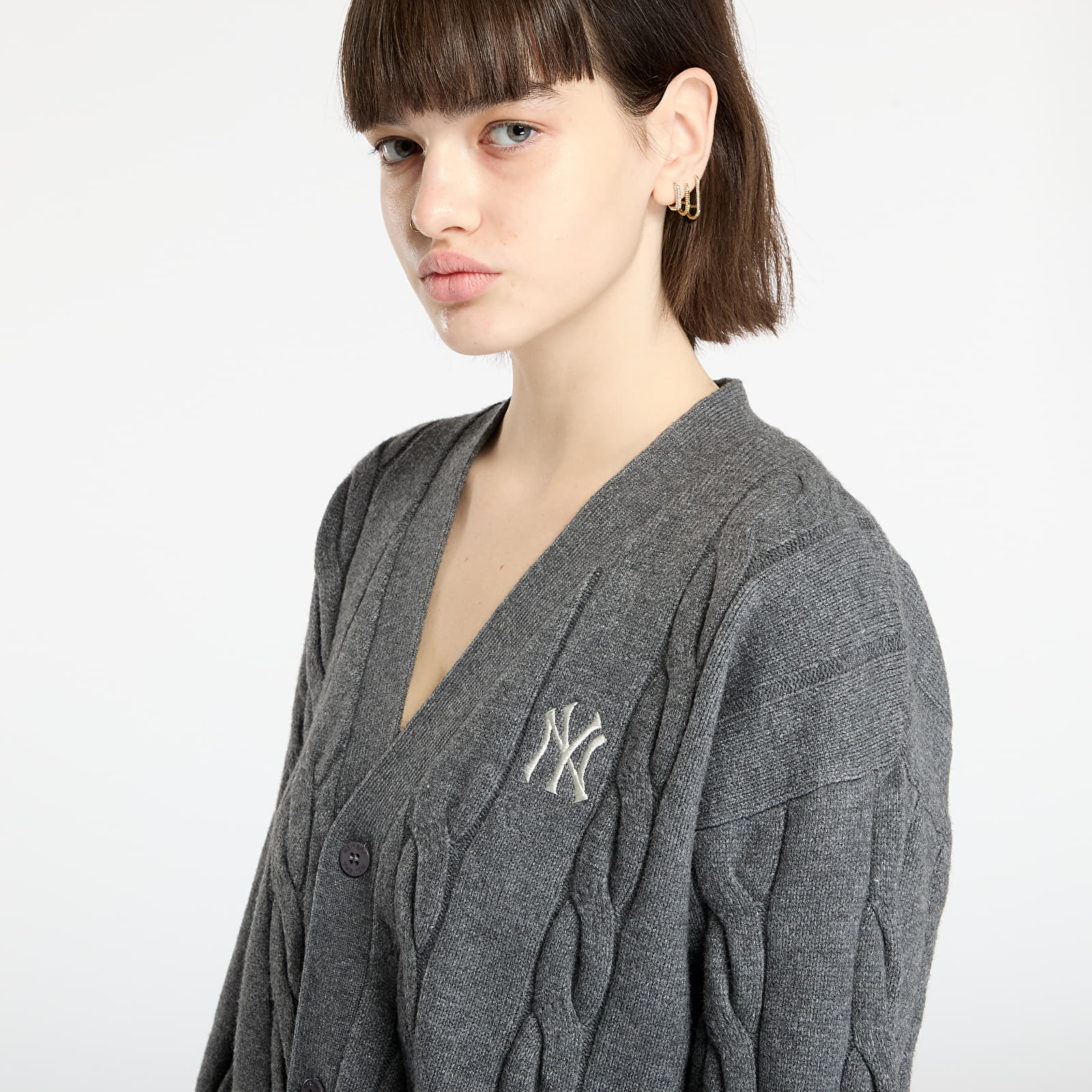 Pánske svetre New Era MLB Knit Cardigan New York Yankees UNISEX Graphite/dark Graphite