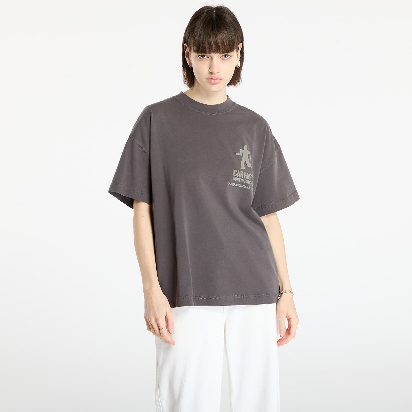 Meeste T-särgid Carhartt WIP S/S Distance T-Shirt UNISEX Graphite Stone Dyed