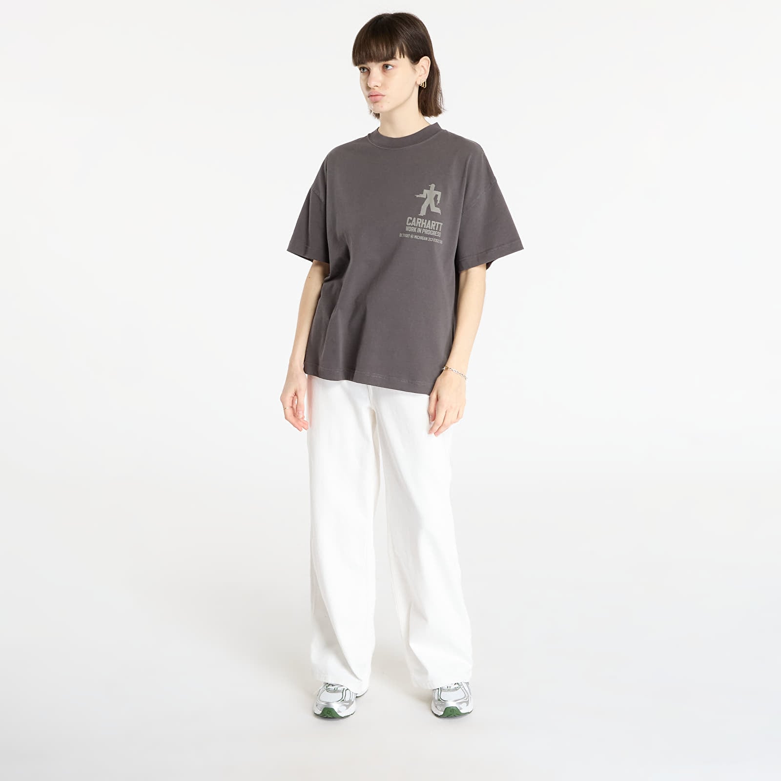 Meeste T-särgid Carhartt WIP S/S Distance T-Shirt UNISEX Graphite Stone Dyed