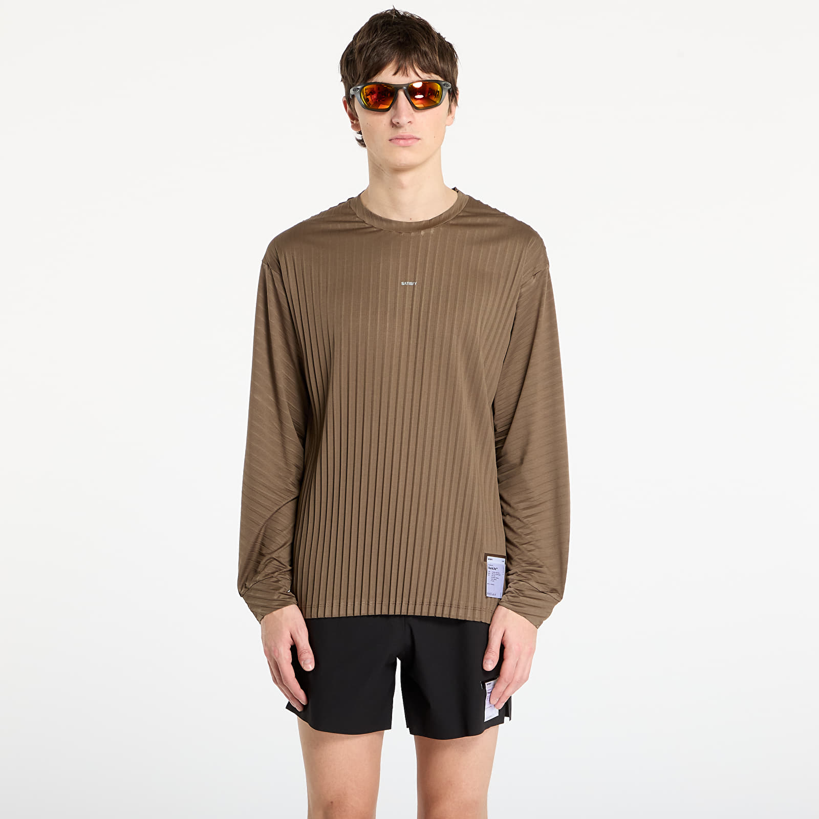 Männer T-Shirts Satisfy AuraLite Pleated Long Tee Olive