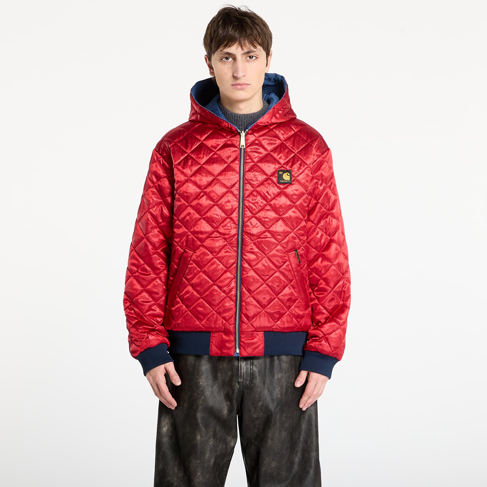 Bundy Carhartt WIP 50 Years Anniversary OG Active Jacket Canvas UNISEX Blue/ USA Red Stone Bleached