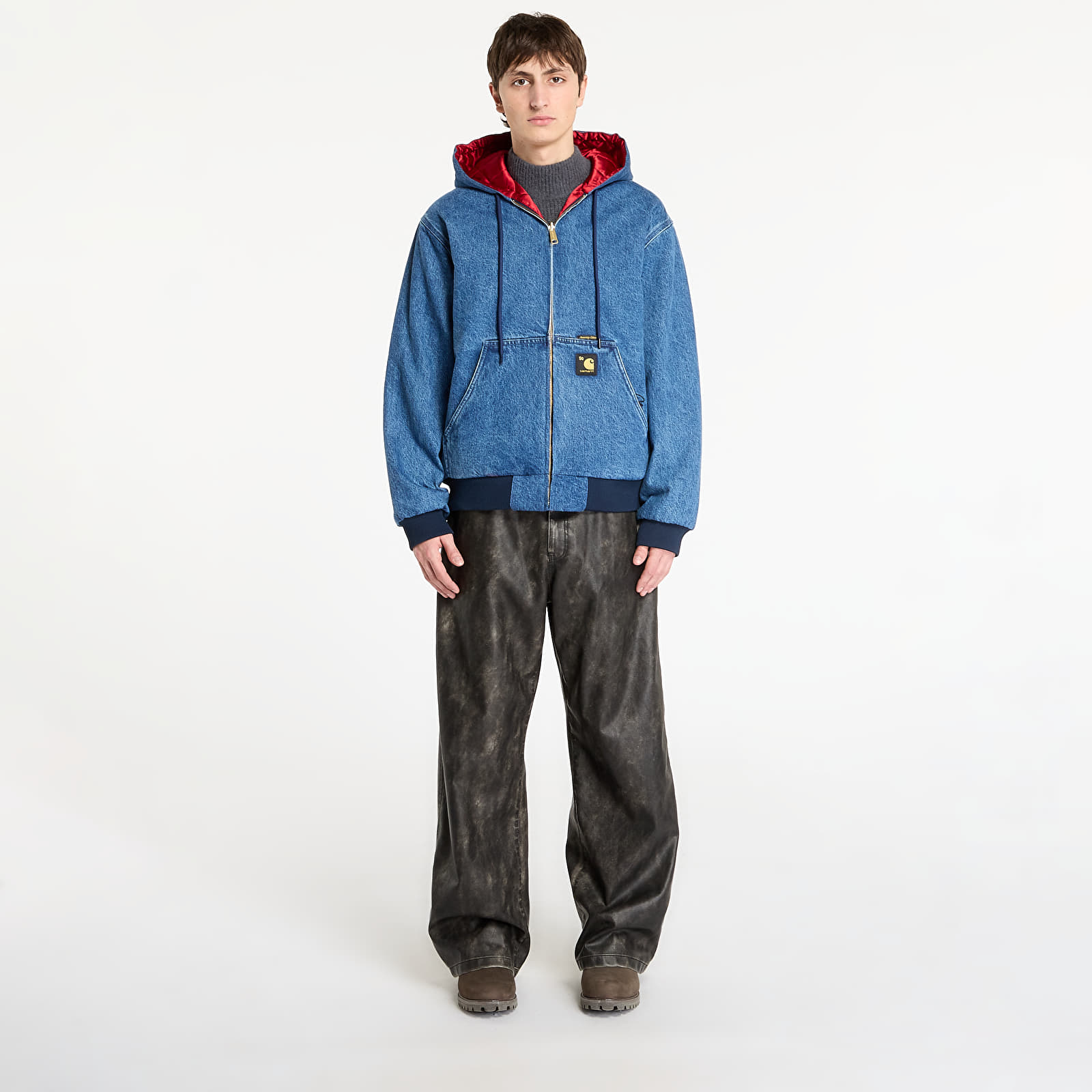 Bundy Carhartt WIP 50 Years Anniversary OG Active Jacket Canvas UNISEX Blue/ USA Red Stone Bleached