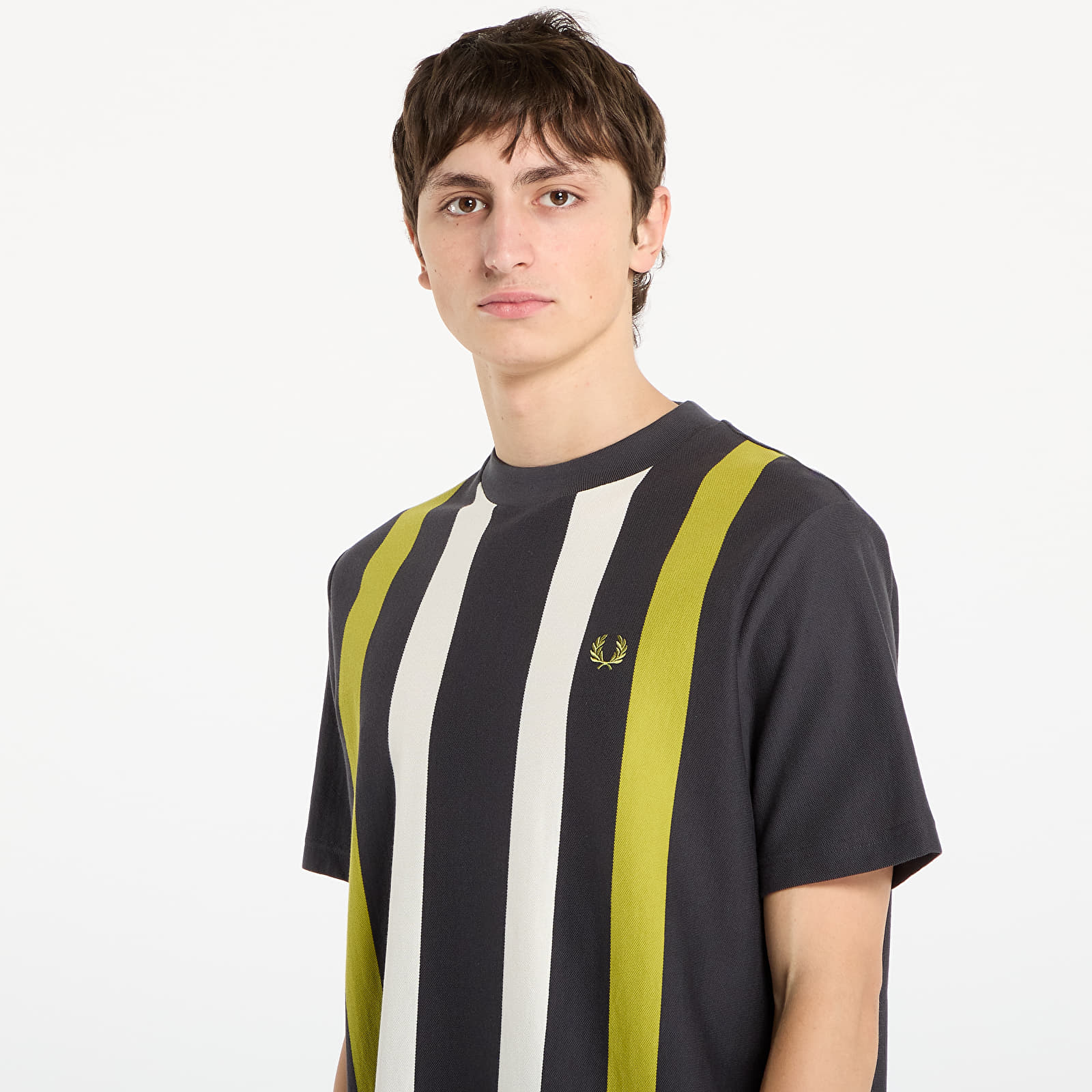Pánská trička FRED PERRY Vertical Stripe T-Shirt Anchor Grey
