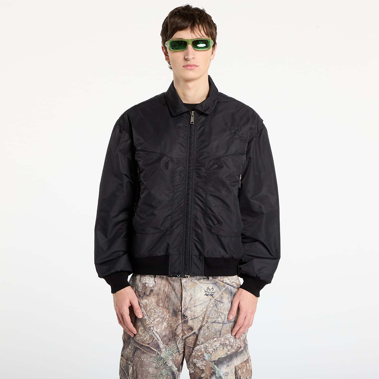 Pánské bundy Brain Dead Embroidered 3D Flight Jacket Black