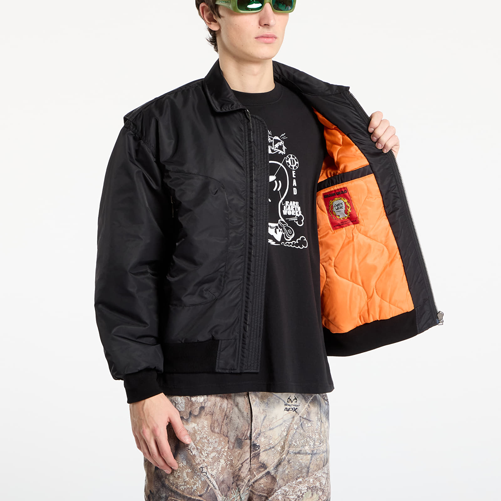 Pánské bundy Brain Dead Embroidered 3D Flight Jacket Black